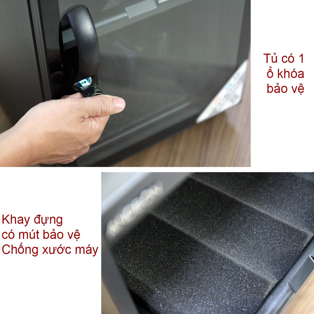 Tủ chống ẩm máy ảnh 30 Lít ANDBON, Tủ hút ẩm máy ảnh 30L tự động hai ngăn chống xước,tiết kiệm điện Drybox
