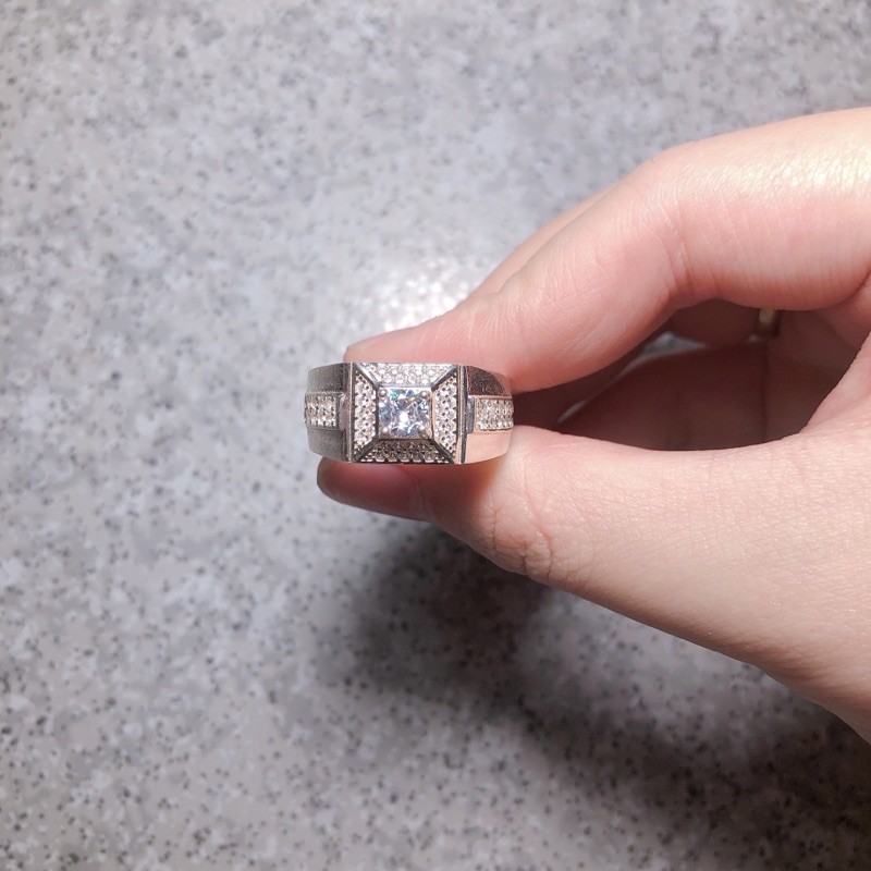Nhẫn nam full đá sáng bạc ta