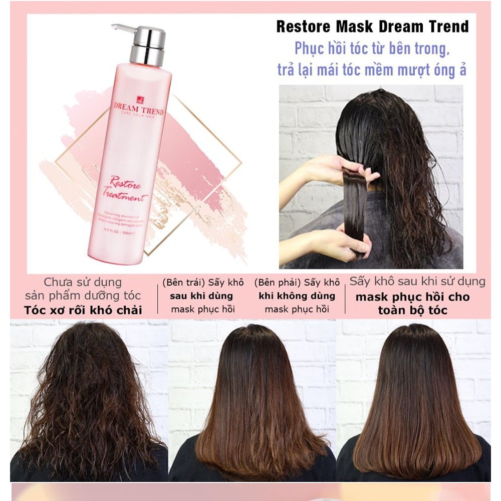 Combo tinh chất dưỡng tóc AHA Dream Trend và Mặt nạ tóc Restore Streatment Dream Trend