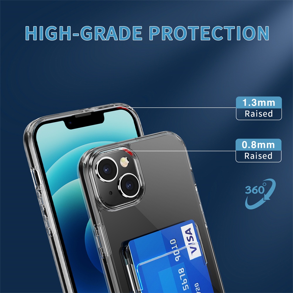 Ultra Ốp Điện Thoại pc Cứng Trong Suốt Siêu Mỏng Chống Sốc Kèm Ngăn Đựng Thẻ Cho iphone 15 14 13 12 11 pro max