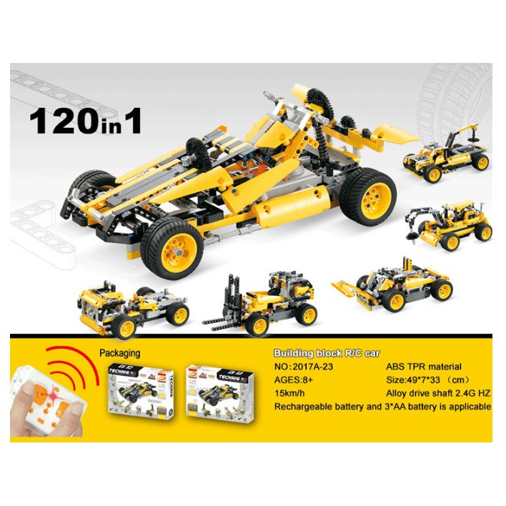 (GIẢM MẠNH) Đồ chơi lego cho bé trai 120 trong 1 có sách hướng dẫn, lắp xong điều khiển được đi dùng pin sạc