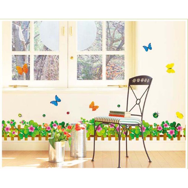 Decal trang trí chân tường Cỏ Hoa Lá lớn