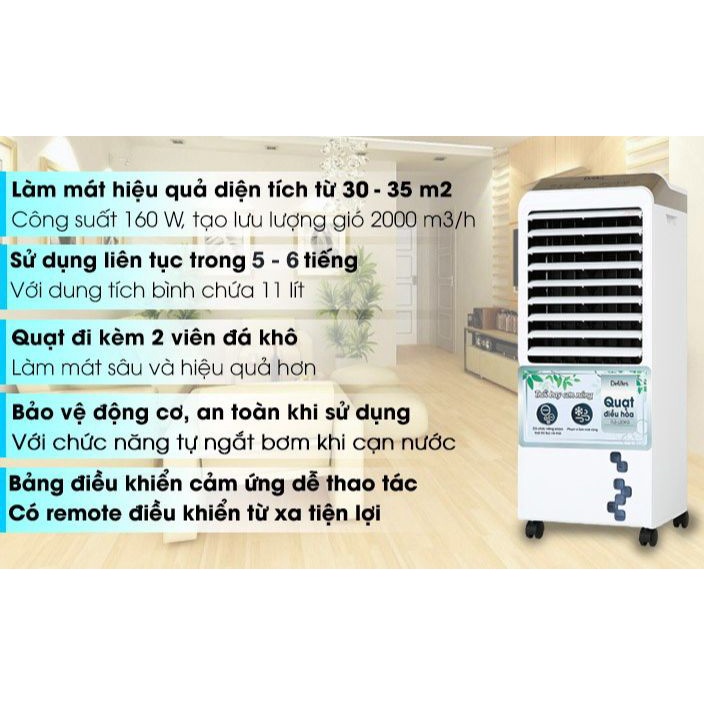 Quạt điều hòa hơi nước Delites FLS-L20KG-Trưng bày Mới 99%,Phạm vi làm mát 30-35 m² Công suất 160 W