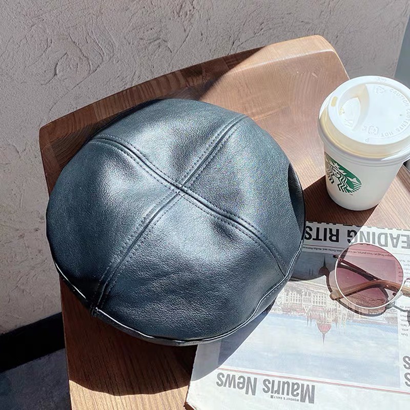 Mộc® Mũ beret trơn bằng da PU thời trang nữ tính xinh xắn