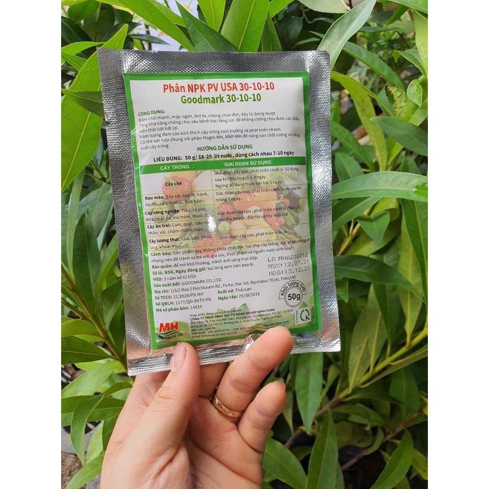 PHÂN BÓN LÁ NPK 30-10-10 GÓI 50G - GIÚP CHỐNG CHỊU ĐƯỢC VỚI THỜI TIẾT