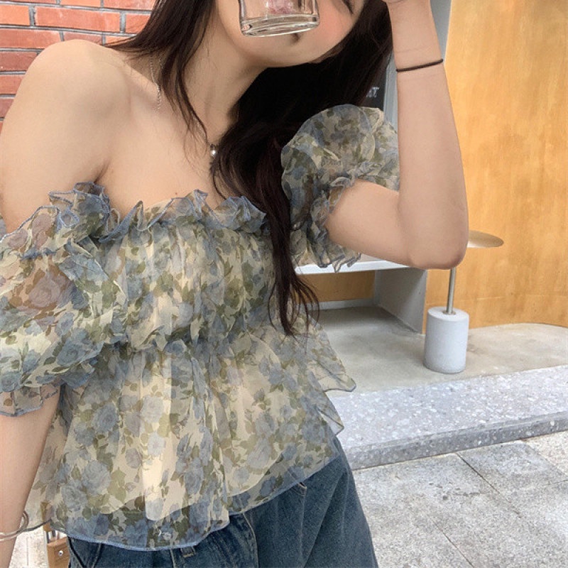 Áo Trễ Vai Tay Ngắn Dáng Rộng Thời Trang Mùa Hè Quyến Rũ Cho Nữ