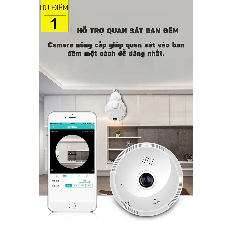 Camera quan sát 360 hình bóng đèn Wifi Panorama Camera Aturos B13LN, Lightning 130W, kết nối không dây | BigBuy360 - bigbuy360.vn
