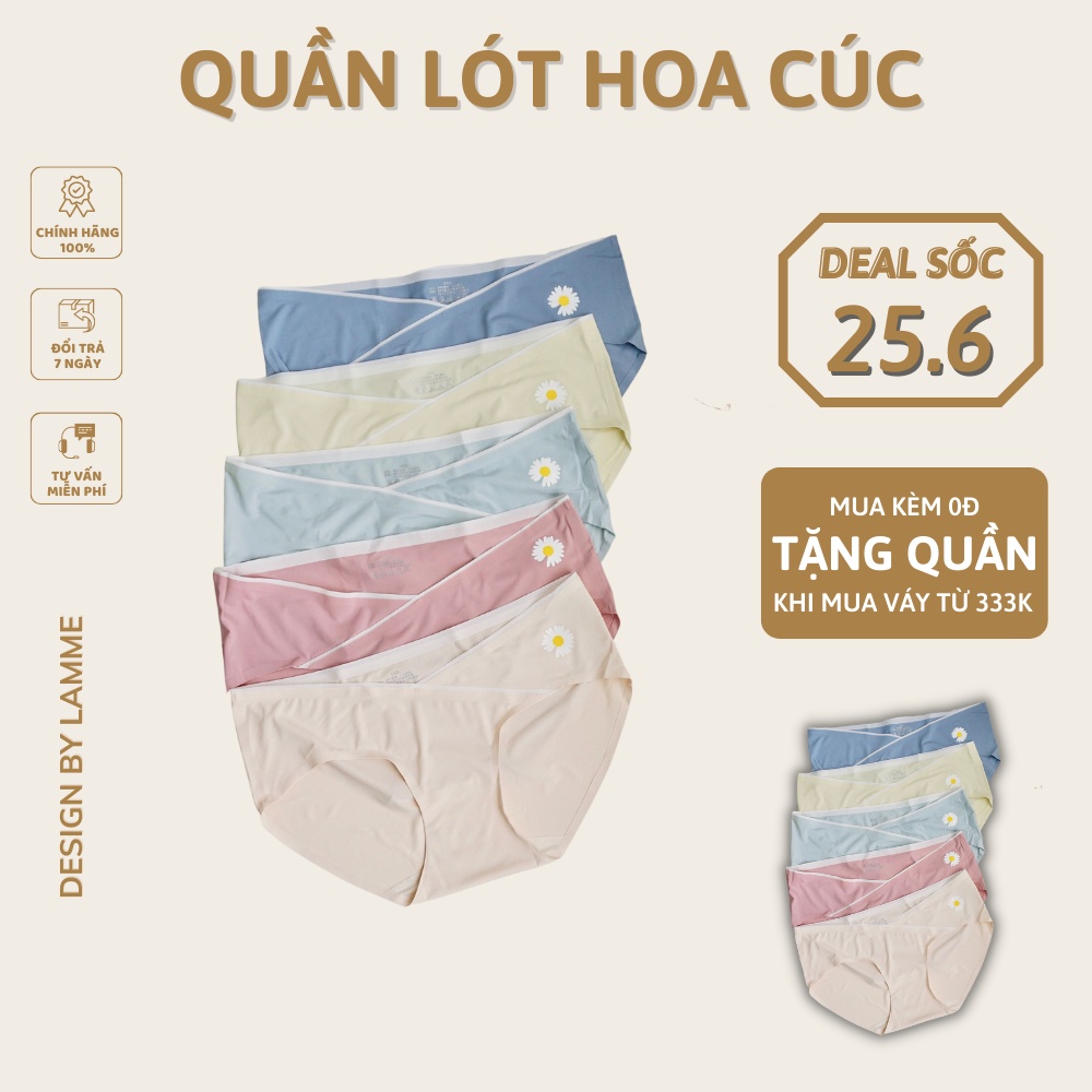 Set quần lót bầu hoa cúc, 1 set 5 chiếc, mát nhẹ thoáng khí cho các mẹ bầu sản phẩm của LAMME