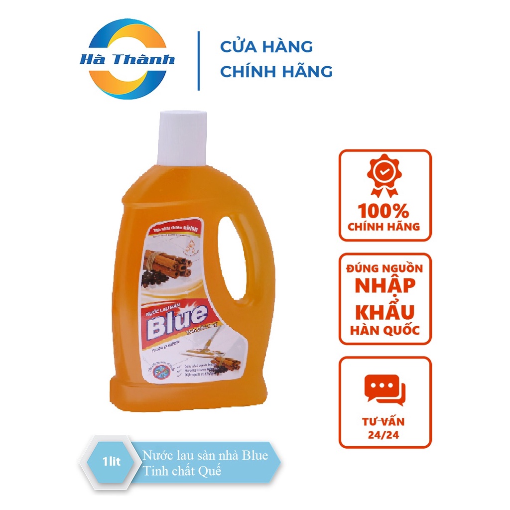 Nước lau sàn nhà Blue tinh dầu Quế 1L, đánh bay mọi vết bẩn, sàn nhà sạch bóng ngát hương thơm tự nhiên