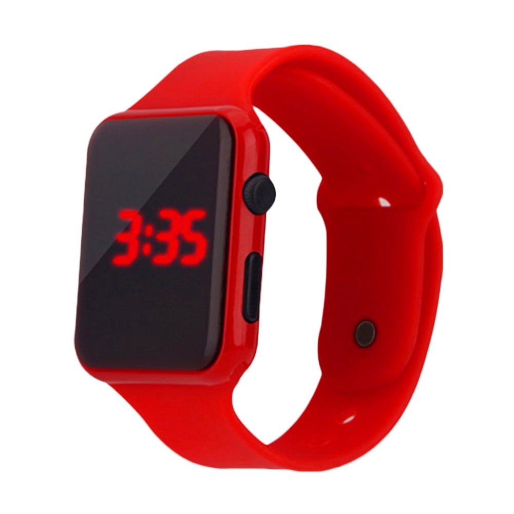 Đồng Hồ Đeo Tay Bằng Nhựa Có Đèn Led Kỹ Thuật Số Hình Chữ Nhật Dành Cho Nam Và Nữ