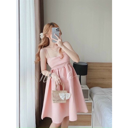 Đầm tiểu thư dáng dài 2 dây, đầm đi dự tiệc cưới thiết kế 2 dây sexy có mút phong cách nhẹ nhàng quyến rũ