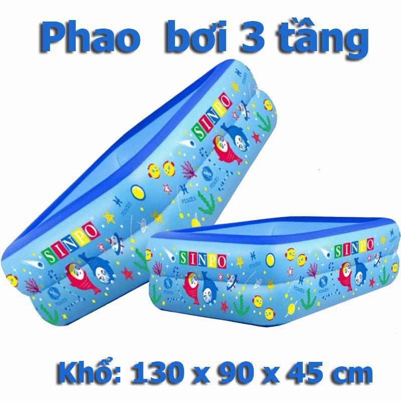 Bể Bơi 3 Tầng Hình Chữ Nhật Cao Cấp Kích Thước 1M3 -  Phao bơi 3 tầng cho bé yêu TTE36