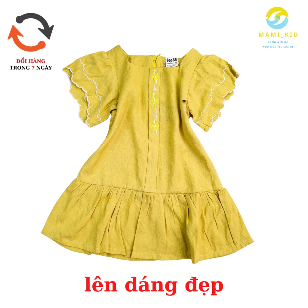 váy xinh cho bé gái 1-7 tuổi chất linen siêu mát dáng đuôi cá tay bồng,  12-25kg ,Mamikid