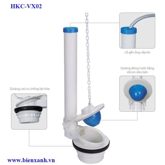 Bộ xả bồn cầu 1 nhấn-gạt 2 khối HKC-BX0211