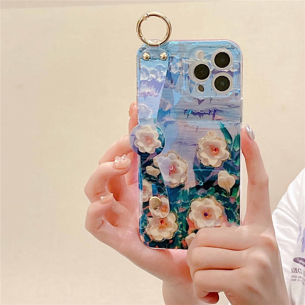 Ốp Điện Thoại In Tranh Sơn Dầu Hoa Có Dây Đeo Cho Samsung Galaxy A73 A53 5G A52 A42 A32 A22 A33 A23 A13 A12