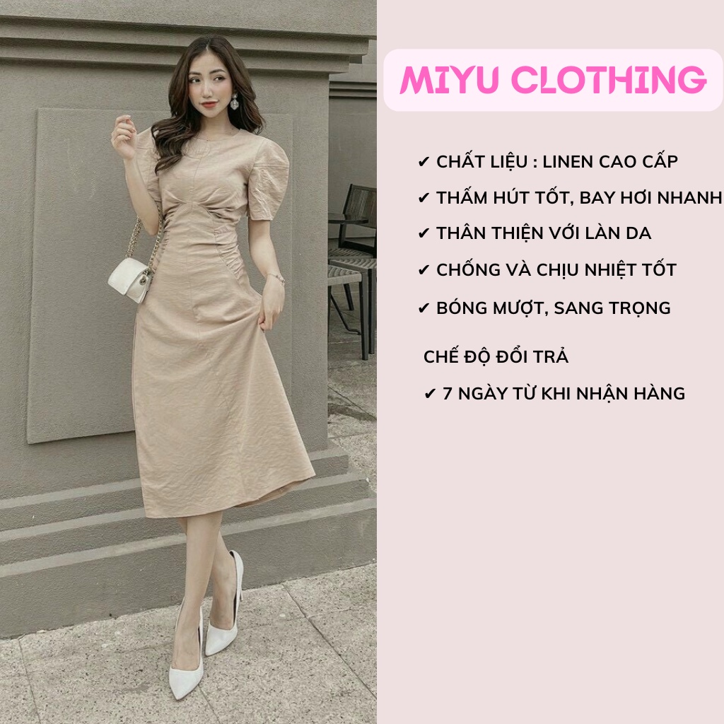 Váy tiểu thư sang chảnh dáng dài đầm dự tiệc sang trọng cưới vintage dạo phố chất linen cao cấp MiyuClothing