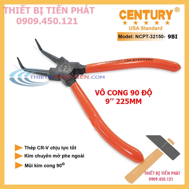 Kềm Mở Phe, Kìm Mở Phe 9&quot; (230mm) Vô Thẳng, Vô Cong, Ra Thẳng, Ra Cong CENTURY Mã NCPT-32150-9SI Với Thép Tốt.