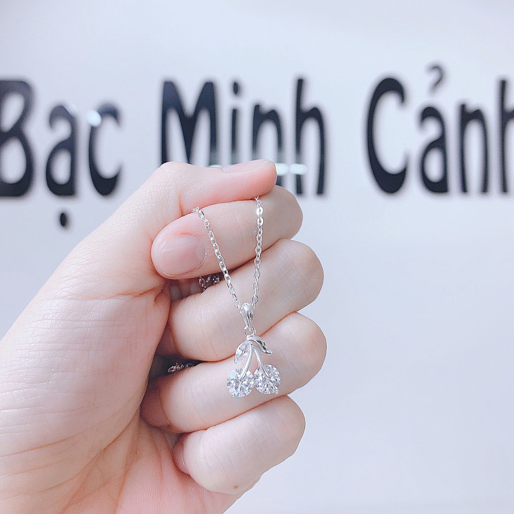 Dây Chuyền Quả Cherry Đính Đá Trắng Bằng Bạc - Minh Canh Jewelry