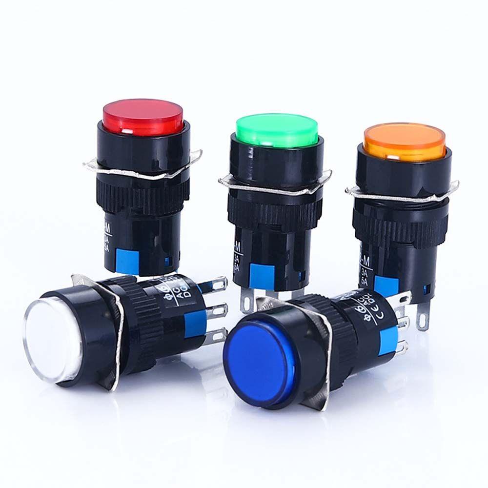 Set 4 Công Tắc Nhấn 5A 250V 16mm Hình Tròn / Vuông / Chữ Nhật Chuyên Dụng