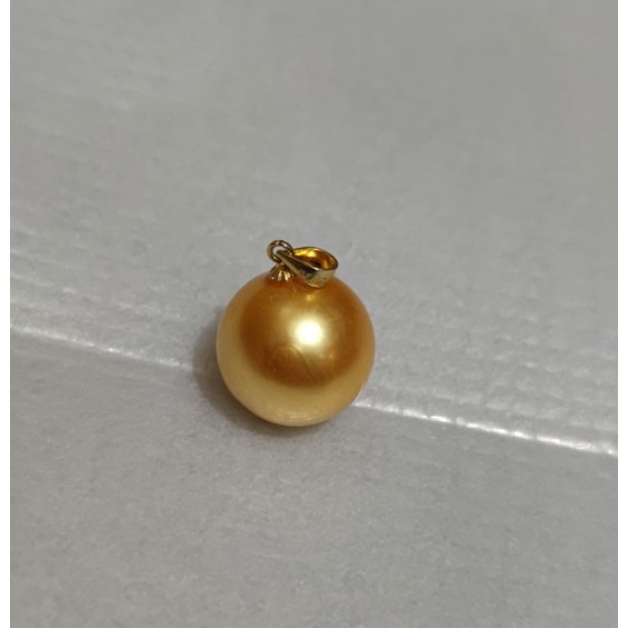 Mặt Dây Chuyền Ngọc Trai Tròn Vỏ Sò Vàng 14K Aaa 12-12Mm Hoàn Hảo (Không Kèm Dây Chuyền)