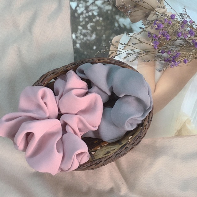 SCRUNCHIES BASIC chất liệu Chiffon mềm mại - Cột tóc vải nhiều màu trơn cực sang - Phụ kiện tóc thời trang thanh lịch