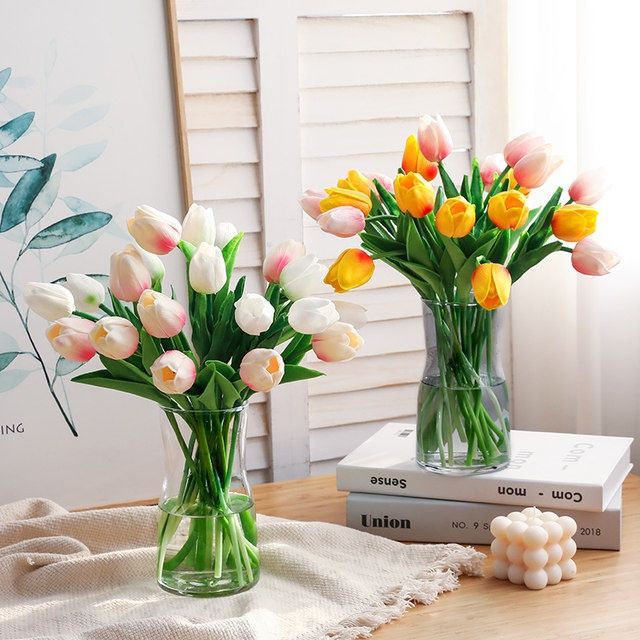 Hoa giả tulip decor trang trí bình cắm hoa để bàn