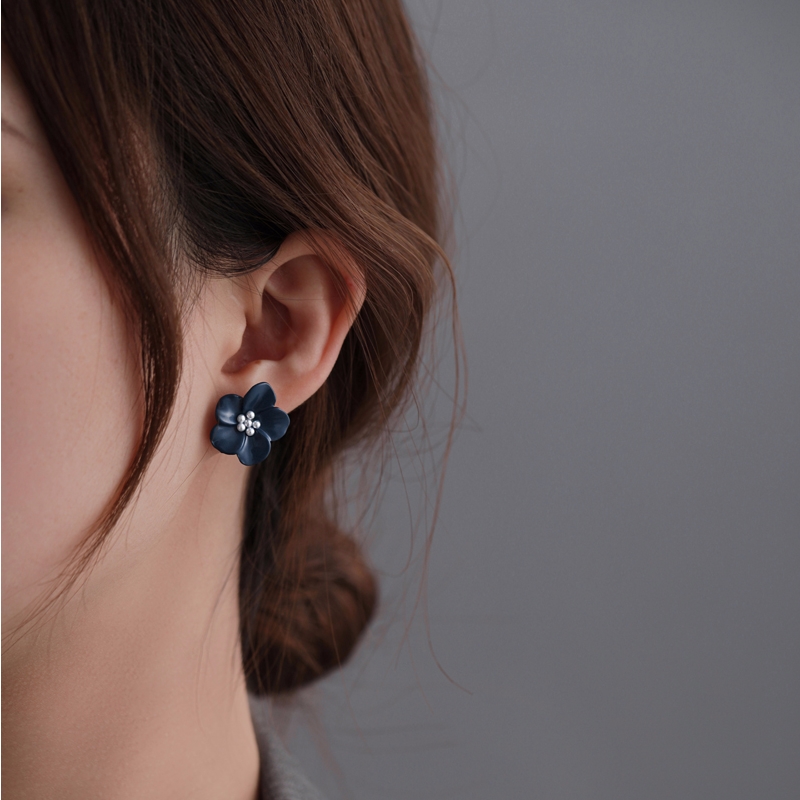 Bông Tai Hình Hoa Đính Ngọc Trai Phong Cách Vintage