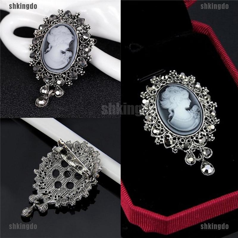 Ghim cài áo kim loại đính đá phong cách vintage