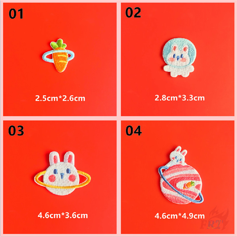 Miếng vá ủi thêu hình chú thỏ và hành tinh dễ thương thích hợp may quần áo