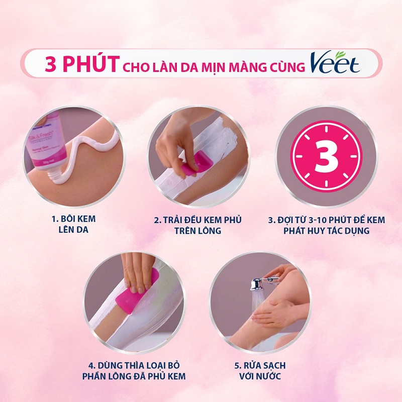 [ Trợ Giá ] Kem Tẩy Lông Veet Silk &amp; Fresh, Tuýp 100ml, Giúp Loại Bỏ Những Sợi Lông Mà Bạn Không Mong Muốn