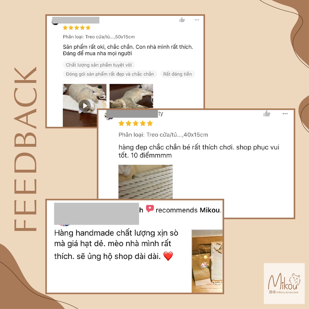 Cào móng cho mèo, treo linh động chắc chắn, bền, dùng như cây cào móng mèo, Mikou shop