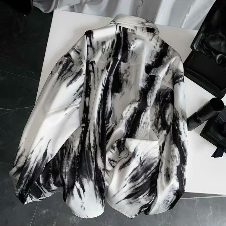 Áo Sơ Mi Tay Dài Dáng Rộng Màu Nhuộm Kiểu Hip-Hop Cá Tính Cho Nam