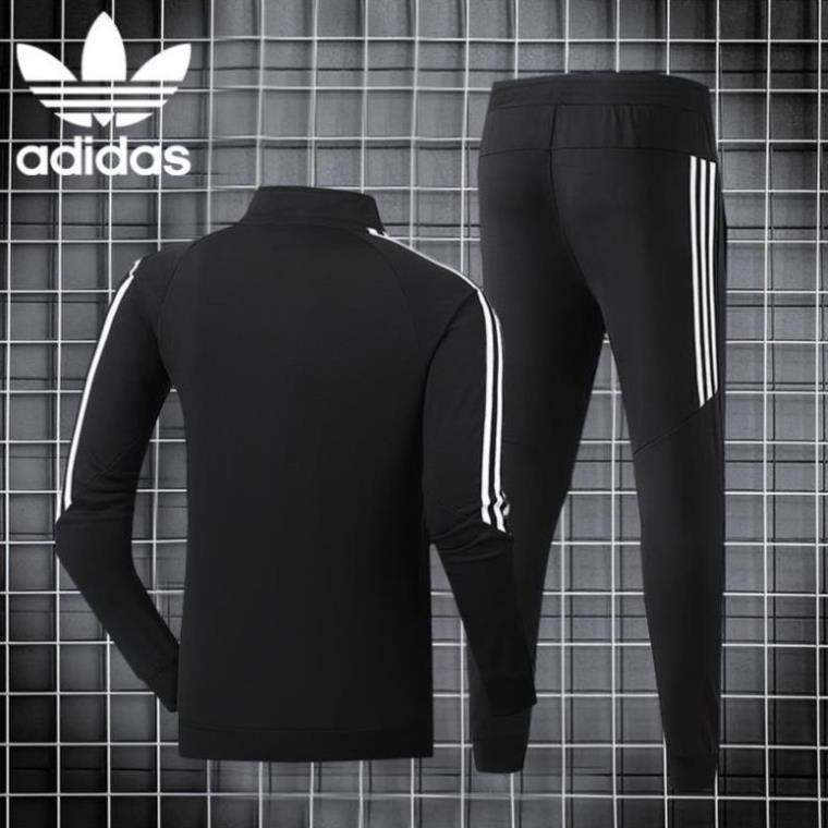 ADIDAS Bộ Đồ Thể Thao 2 Món Áo Khoác Cardigan Dáng Rộng + Quần Dài Lưng Thun Co Giãn Tốt Thời Trang Cho Nam Đẹp 🥇 Đẹp