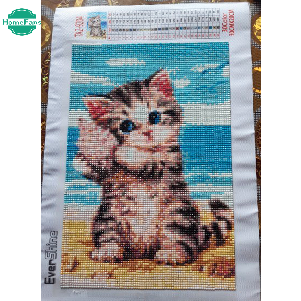 Tranh Đính Đá 5D Tự Làm Hình Mèo 30*40cm Trang Trí Nhà Cửa