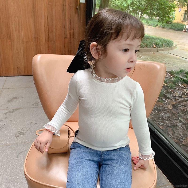 Áo kiểu tay dài phối ren thời trang đáng yêu cho bé gái 1-7 tuổi