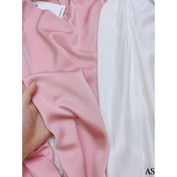 ANU421 - ÁO SƠ MI NỮ LỤA CHOKER KHOÉT CỔ CÚC VAI