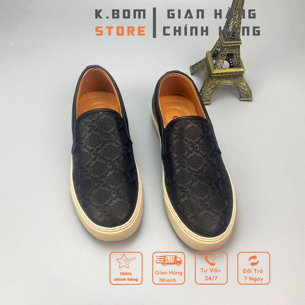 Giày Lười Nam Slipon  GC- Giày Nam Đẹp In hoạ tiết