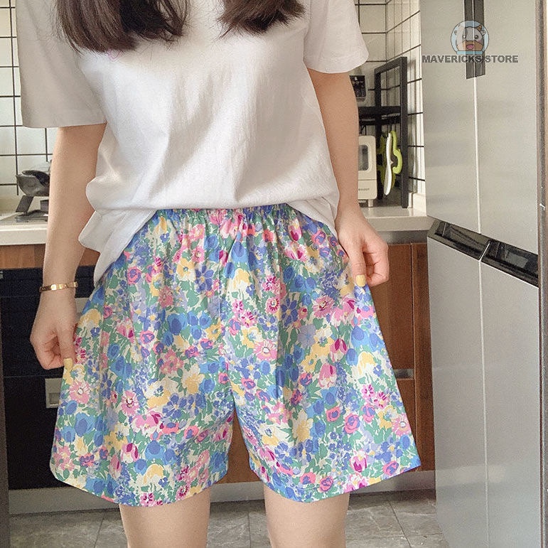 Quần short nữ in hình hoa tulip phong cách Hàn Quốc
