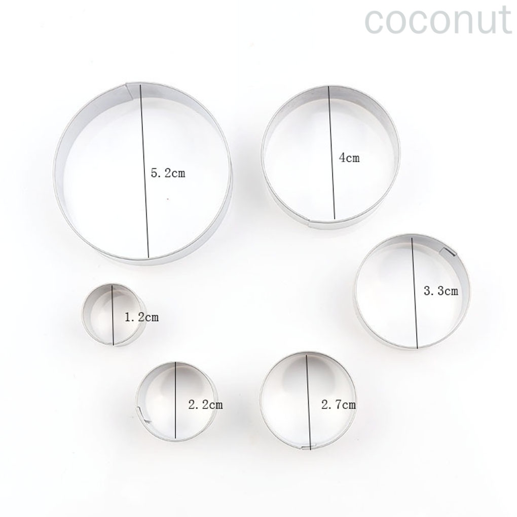 Set 6 Khuôn Cắt Bánh / Socola / Đất Sét Hình Tròn Tiện Dụng Diy