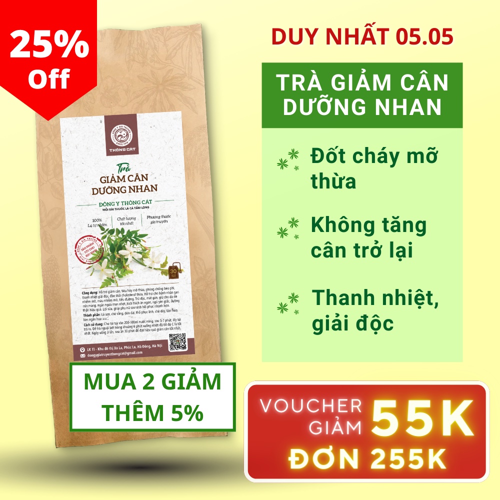 Trà Giảm Cân Dưỡng Nhan Đông Y Gia Truyền Thông Cát_Trà thảo mộc giảm mỡ bụng, mỡ đùi, giảm cân nhanh an toàn hiệu quả