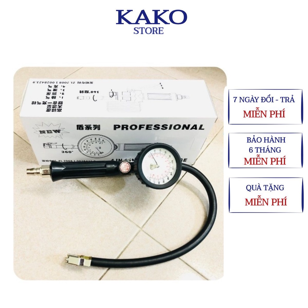 Đồng hồ bơm lốp Kako , tay bơm đài loan tích hợp 3 trong 1 bơm xả đo áp suất