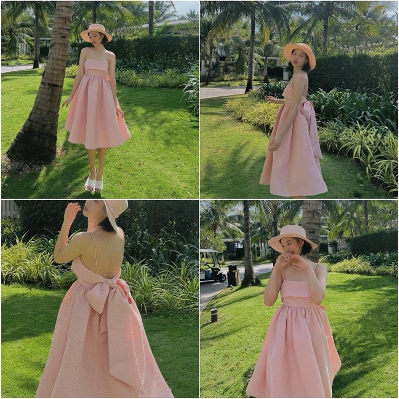 💕ĐẦM BABYDOLL CỘT NƠ SAU VÁY BABYDOLL XỐP NƠ LƯNG SIÊU ĐÁNG YÊU💕GIMI