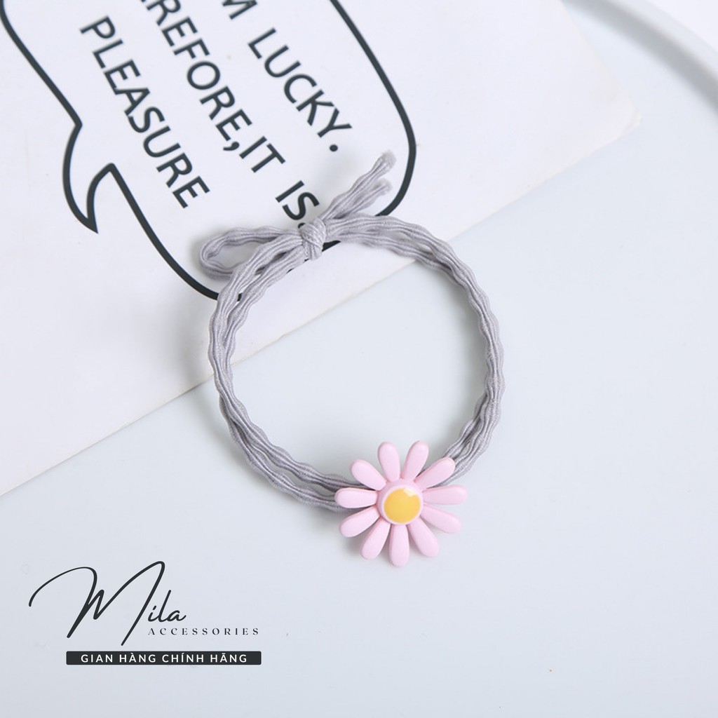 Dây buộc tóc hoa cúc cute hàn quốc MILA D101 ❤️RẺ VÔ ĐỊCH❤️ chun đôi cực bền co giãn thoải mái Mila Accessories