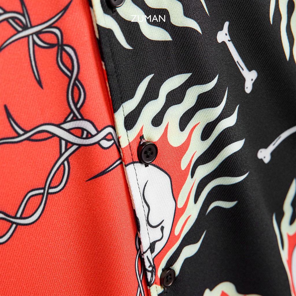 Áo sơ mi nam họa tiết tay ngắn Teschio Shirt ASM148 ZUMAN  form suông, chất vải lụa vân chéo, thoáng mát | BigBuy360 - bigbuy360.vn