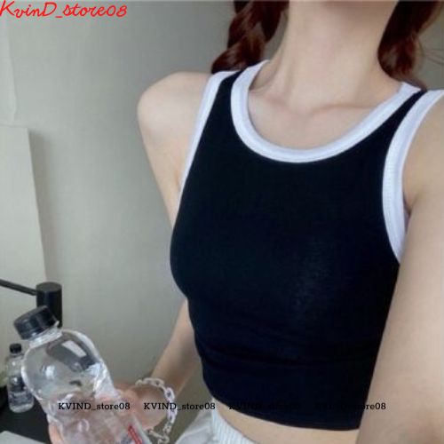Áo croptop sát nách , Áo Croptop ba lỗ  dáng ôm chất thun gân co giản  4 chiều phối viên cao cấp  KvinD_store08