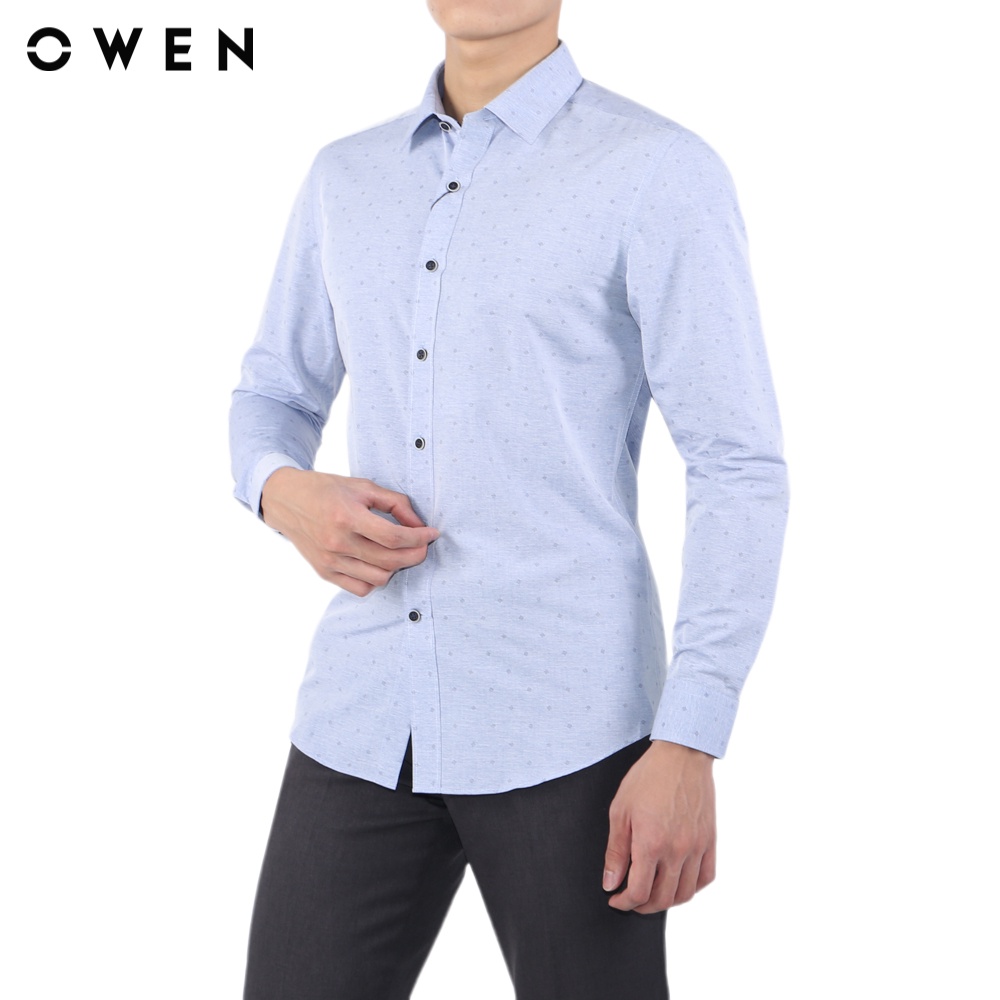 Áo sơ mi dài tay Nam Owen Bamboo Slim Fit xanh- AS23300D