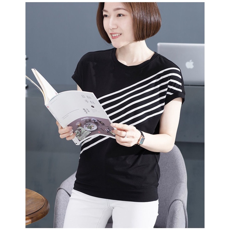 Áo Thun Tay Ngắn Cổ Tròn Dáng Rộng Thời Trang Cho Phụ Nữ Trung Niên