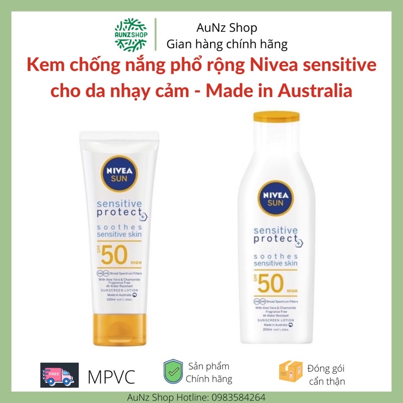 Kem chống nắng cho da nhạy cảm Nivea sensitive protect soothes Lotion SPF50 100ml