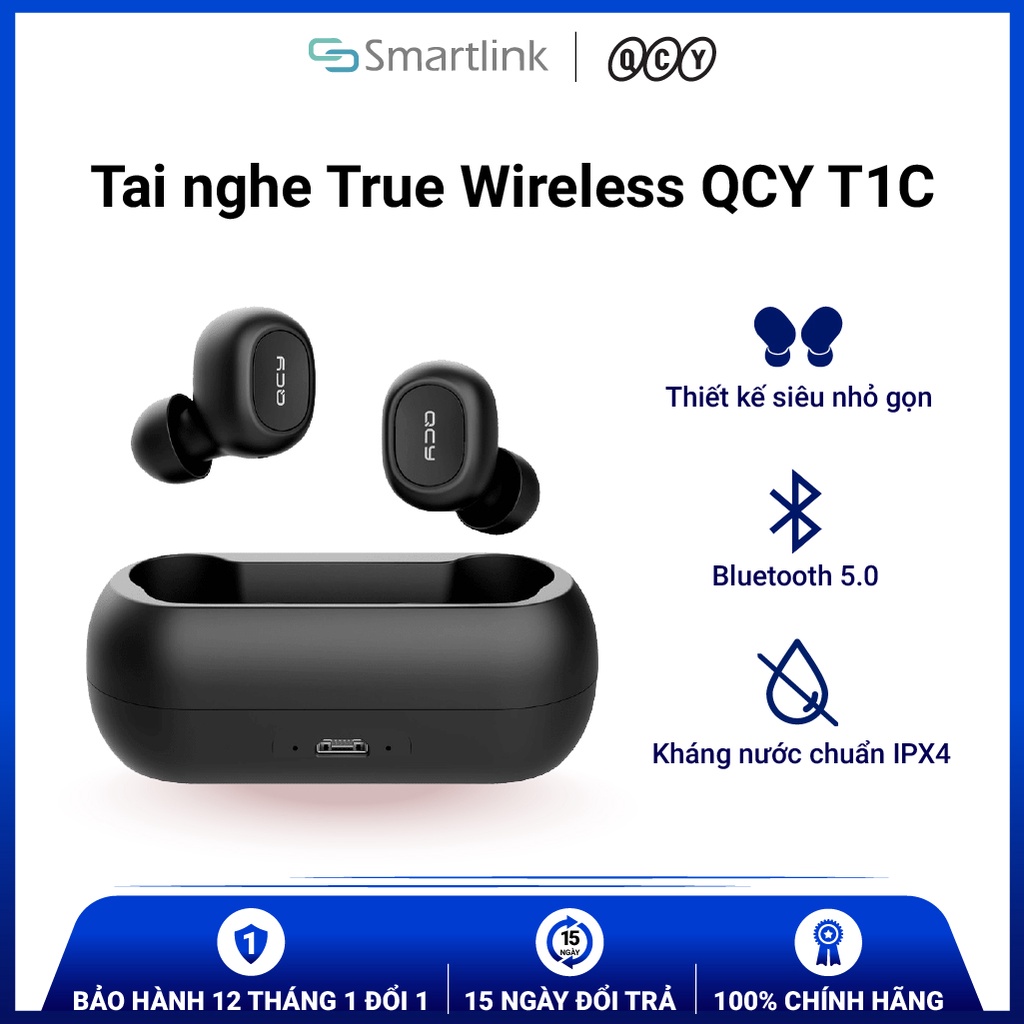 Tai Nghe Không Dây Kết Nối Bluetooth QCY T1C - Hàng Chính Hãng - Bảo Hành 12 tháng