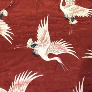 Vải set combo chị Liễu Phan gồm 2 mảnh vải lụa hạc đỏ , lụa họa tiết